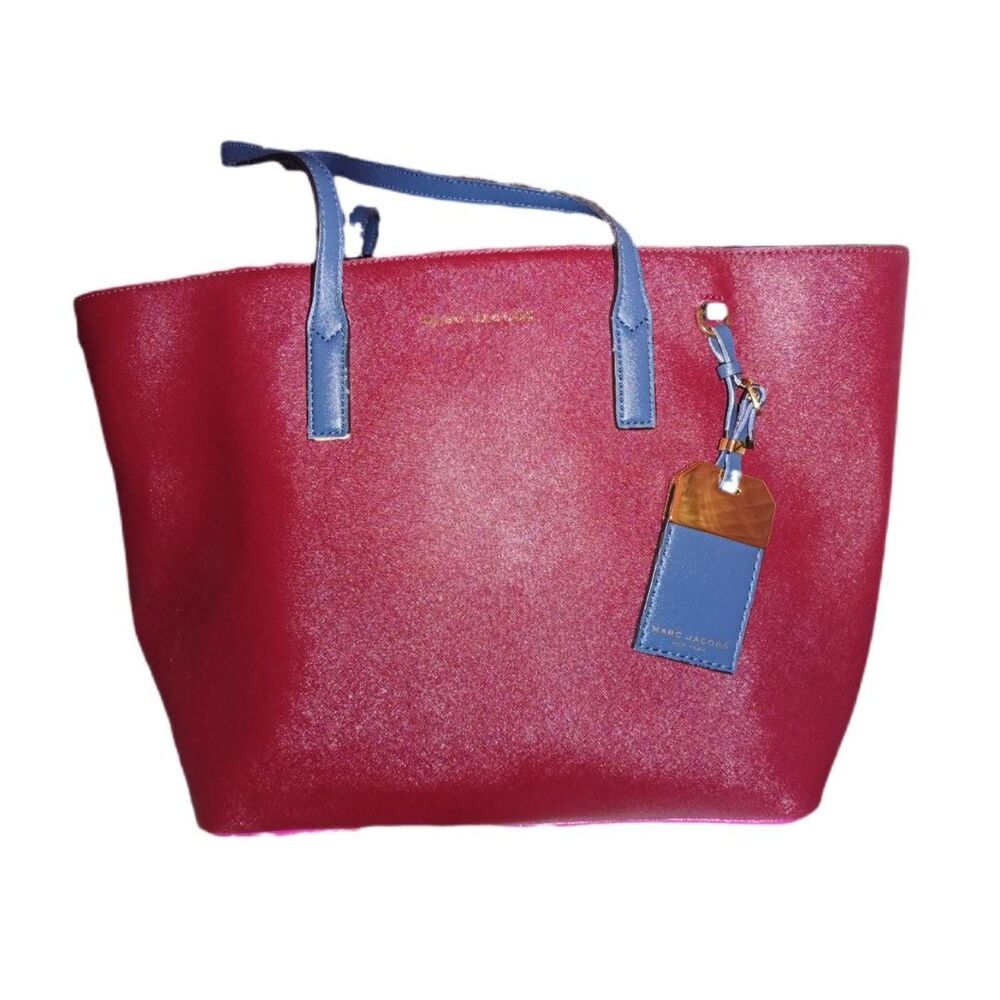Marc Jacobs Two Tone Burgundy and Blue Tote Bag - Picture 2 of 6
